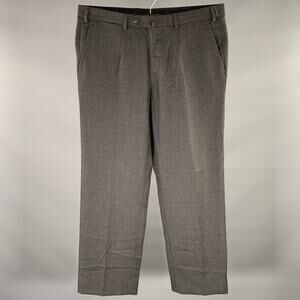 ISAIA Size 36 Grey Black Gingham Wool Pleated Dress Pants